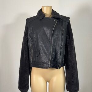 BDG Black Leather Motorcycle Jacket Asymmetrical Zipper
